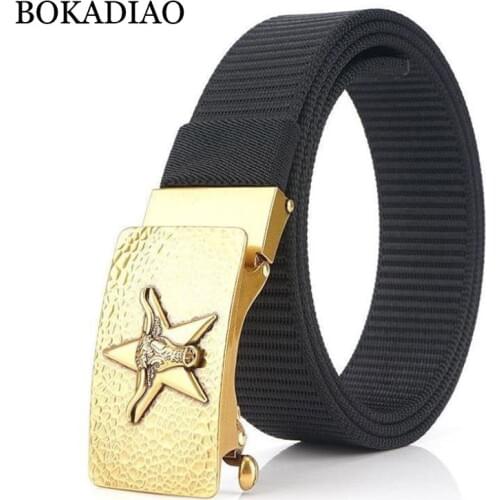 BOKADIAO Men&women Nylon Belt luxury Metal Automatic Buckle Belts for men fashion jeans waistband Wild casual canvas male strap