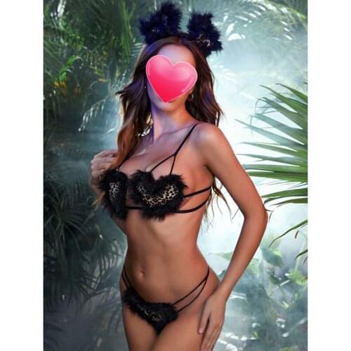 Sexy Lingerie Leopard Print Girl G Thong Hollow Out Women Underwear Erotic Costumes Sexy Sleepwear Exotic Apparel