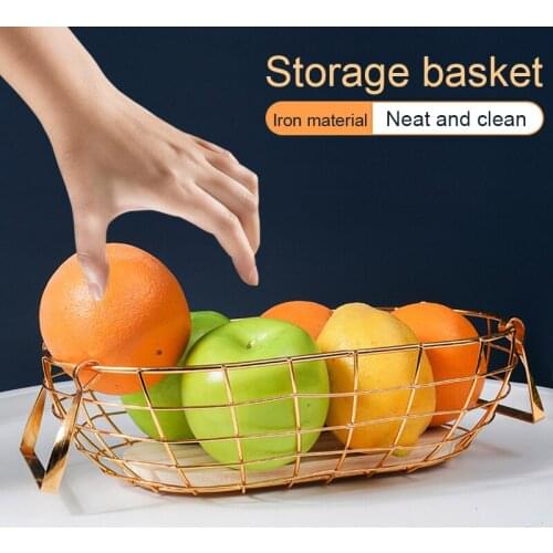 Nordic Metal Wire Fruit Vegetable Plate Living Room Storage Basket Kitchen Drain Rack Eggs Storage Holder Snack Tray Storage