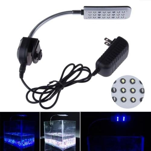 Super bright 24 LEDs Aquarium Lamp Fish Tank Stainless Steel Tube Flexible Clamp Clip LED light Flood downlight