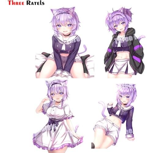 Three Ratels B247 Nekomata Okayu Hololive Stickers For Passat B6 Car Accessory Sticker Waterproof Property Auto Decals