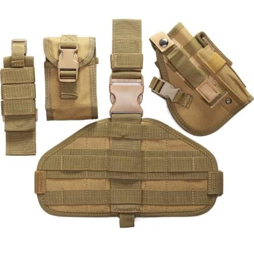 Army Tactical Thigh Pistol Holster Adjustable Military Airsoft Leg Gun Holster Detachable Hunting Holsters with Magazine Pouches