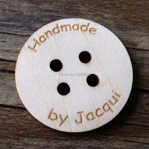 Engraved Logo Laser Cut,Personalized round Wooden Buttons ,Handmade buttons