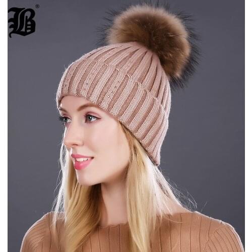 [FLB] Winter Knitted Wool Hat For Women Warm Casual Beanie Caps Winter Brand Gorros Mujer Invierno Fashion Hats FLBMX17022