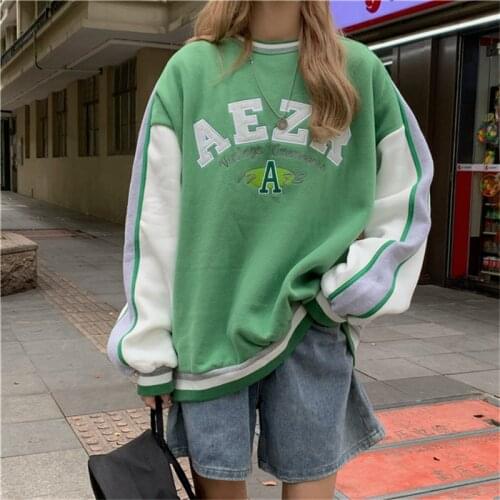 Gravity 2021 Womens Y2K Spring Autumn O-Neck Hoodie Loose Sweatshirts Kawaii Oversized Harajuku Korean Hoodie