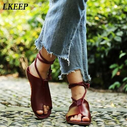 Zapatos Mujer Summer Sandals Women Flats Ladies Shoes Woman Ankle Strap Wedding Chaussure Femme 2019 Lace Up Size 34-43