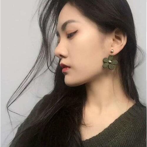 New Fashion Jewelry Bohemian Earrings Handmade Green Flower Earrings Womens Statement Earrings