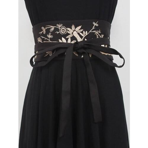 SeeBeautiful All Match Simple Bandage Embroidery Waist Seal Wide Belts Women Spring 2021 Summer New Fashion Tide 4 Color E211