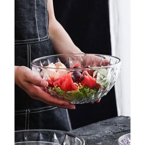 1Pcs Creative Acrylic Salad Bowl Tableware Fruit Vegetables Plate Round Plastic Bowl Dinner Kitchen Dinnerware