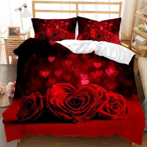 2021 Valentines Day Gift New Rose 2/3 Piece Set Down Plus Duvet Cover Couple Bedding king size bedding set fornite bedding set