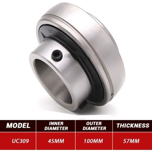 3pcs Outer Wire Bearing UC309 Mental Pillow Block Bearing UC309 45mm*100mm*57mm Steel Bearings High Quality