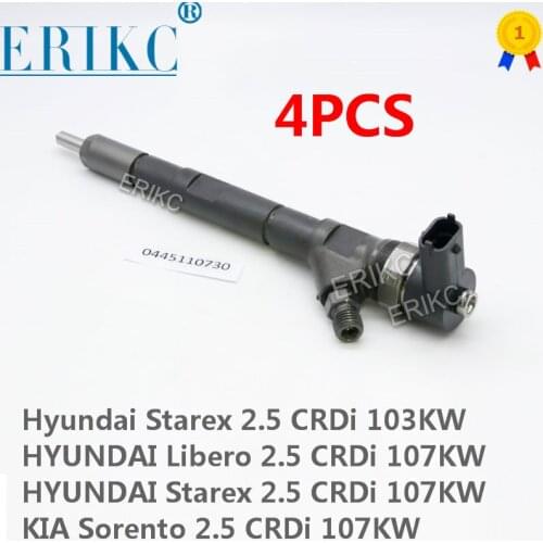 4PCS 0445110730 338004A000 338004A150 Genuine Common Rail 0 445 110 730 Auto Fuel Oil Diesel Injector 0445 110 730 for Hyundai