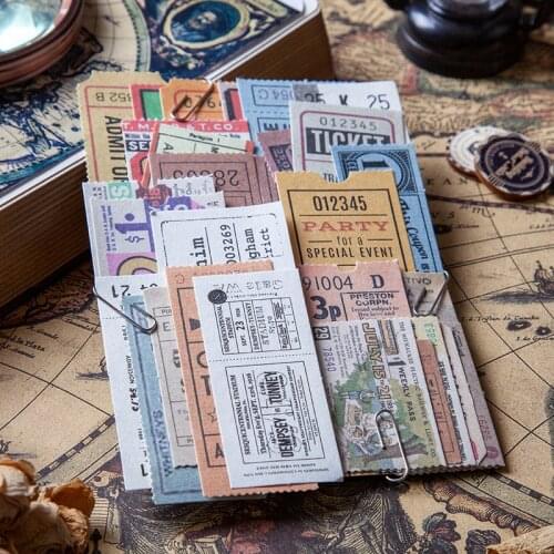45pcs / large retro collection stub material Stationery pack time notes memo DIY diary planner clip art decoration