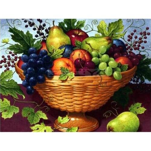 5D DIY Full Round/Square Diamond Painting Kitchen Food Fruit Basket Grape 3D Embroidery Cross Stitch Mosaic Home Decor Y1123