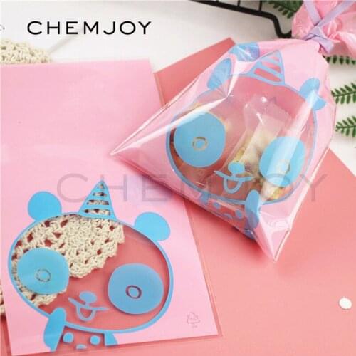 90Pcs/lot Pink Panda Cookie Candy Bag Kids Birthday Treat Goodie Bags Baby Girl Shower Party Favor Thank You Gift Bags