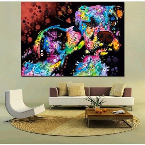 HD Abstract Colorful Dog Canvas Painting Wall Art Poster and Prints Painting Wall Pictures for Home Living Room Decoration