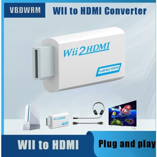 Wii to HDMI-compatible Converter Adapter Wii2HDMI-compatible Converter 3.5mm Audio for PC HDTV Monitor Display