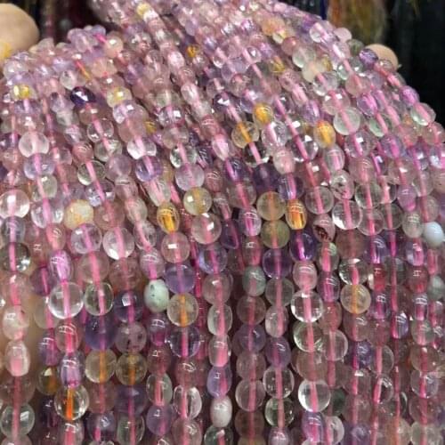 Natural Stone Beads Circular Section Super Seven Crystal Loose Beads For Jewelry Making DIY Necklace Bracelet Ring Accessory