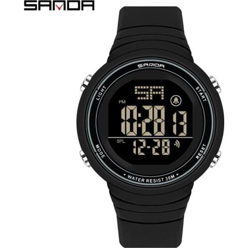SANDA Fashion Mens Watches Led Date Alarm Electronic Male Digital Wrist Watch Casual Rubber Outdoor Sport Watch for Men Women
