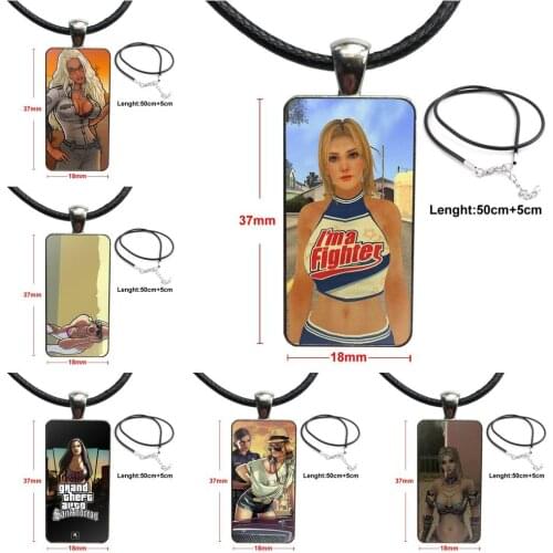 For Women Wedding Design Fashion Vintage Glass Women Rectangle Necklace Pendants Gta San Andreas Brunette
