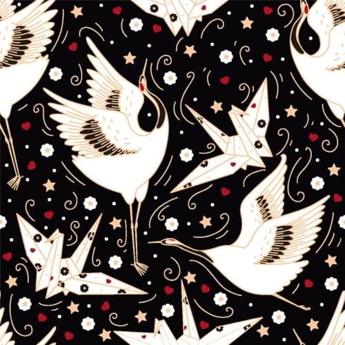 Spandex stretch fabric dress flying crane printed fabric bikini swimsuit fabric DD2