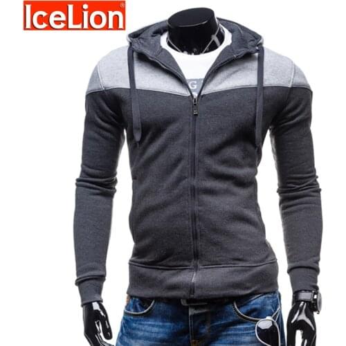 IceLion 2021 Sweatshirt Men Hoodies Cotton Zipper Sportswear men clothing Slim Fit Coat Solid Color Tracksuit Hip Hop Streetwear