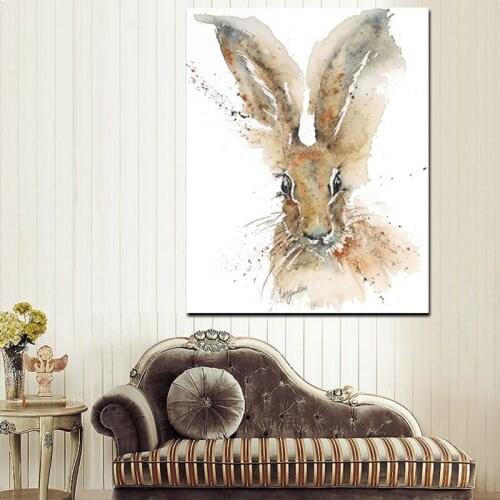 Canvas Painting Cartoon Running Rabbit Canvas Poster Print for living room bedroom home decoration
