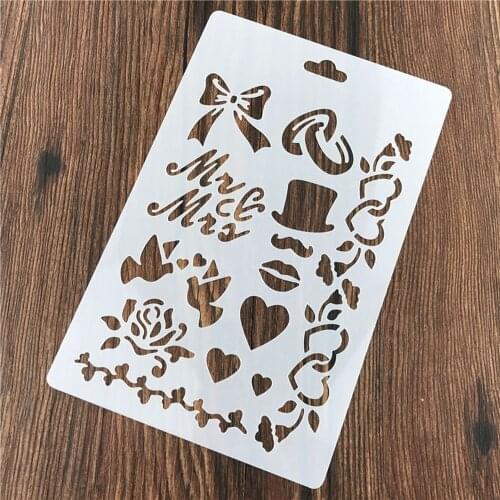 Valentines Day Love Theme Flowers Reusable Stencil Airbrush Painting Art Cake Spray Mold DIY Decor Crafts