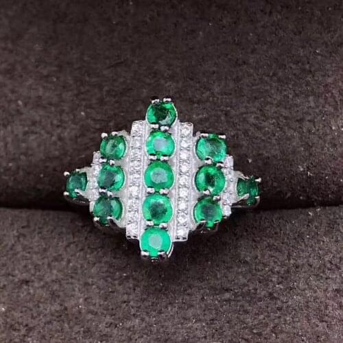 Emerald ring Natural real emerald3mm 925 sterling silver Free shipping For women or women 13PCS gems