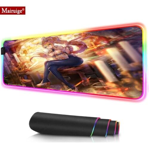 Anime Girl Sexy Big Breasts LED Mousepad RGB Glow Colorful Large Mouse Pad XXL Computer PC Gamer Desk Mat for Laptop Table Pads