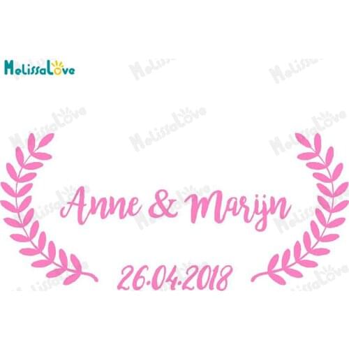 Laurel Olive Branch Personalized Name And Date Custom Decal Wedding Floor Design Stickers Removable Wedding Sticker SE030