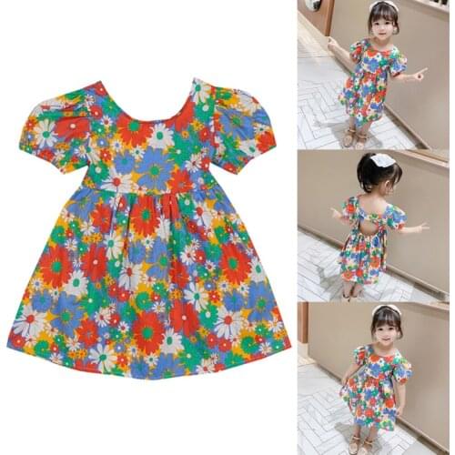 Summer girl baby clothing newborn infant dress print flower jumpsuit dress cotton summer baby dresses