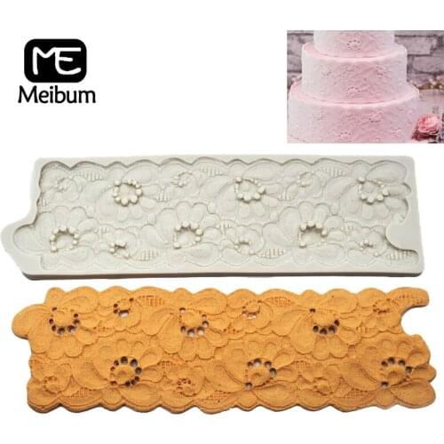 Meibum Chrysanthemum Lace Ruffle Petal Silicone Fondant Cake Mold Birthday Wedding Party Paste Sugar Craft Border Decorate Mould