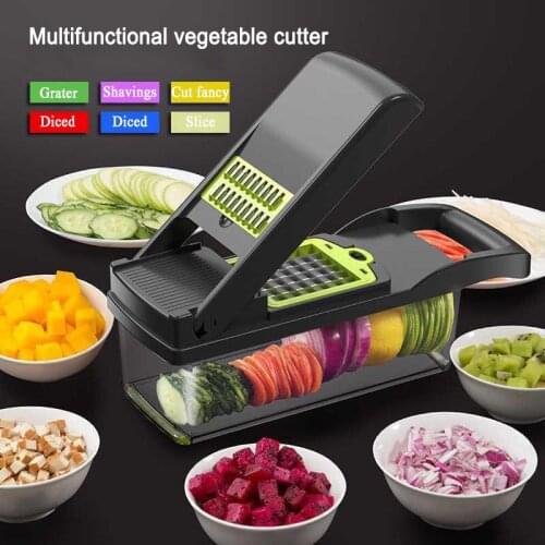 Multifunctional Kitchen Vegetable Cutter Portable Fruit Slicer Grater Shredders with Drain Basket Convenience Gadget Accessories
