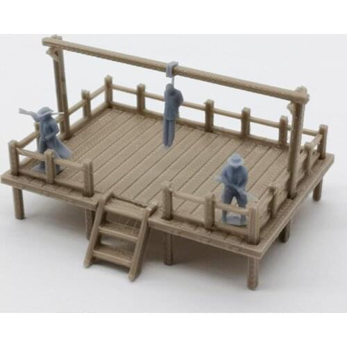 Outland Models Old West Gallow with Criminal and Officers 1:87 HO Scale Scenery Structure