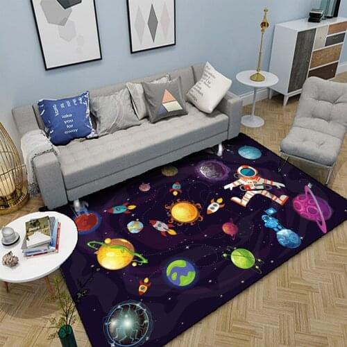 Cartoon Rocket Astronaut 3D Carpet Kids Room Space Floor Mat Teen Room Rug Cute Crawling Play Mat Bedside Carpet