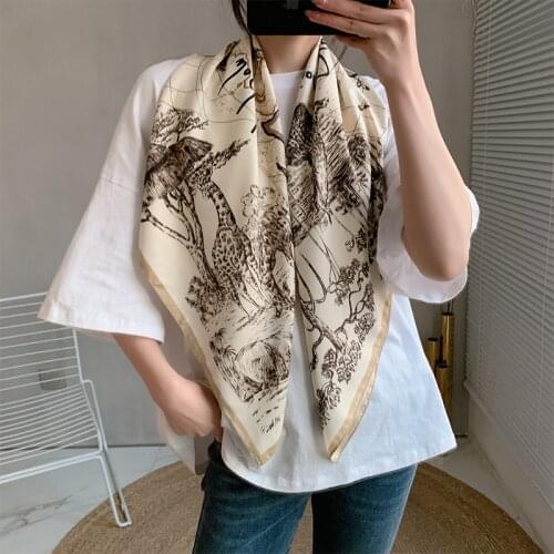 New 2021 printing 90 square scarf female spring and autumn summer sunscreen shawl soft fashion chiffon hijab scarf poncho