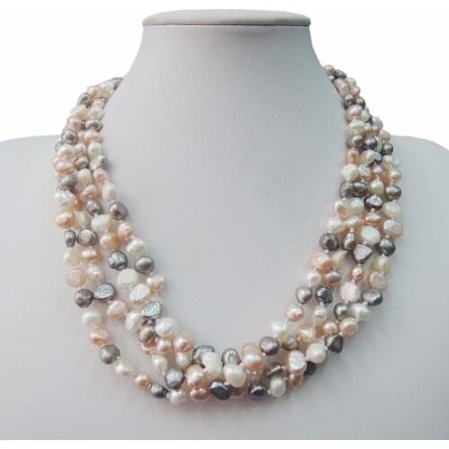 100% nature FRESHWATER PEARL 48-50 cm NECKLACE-4 lines necklace