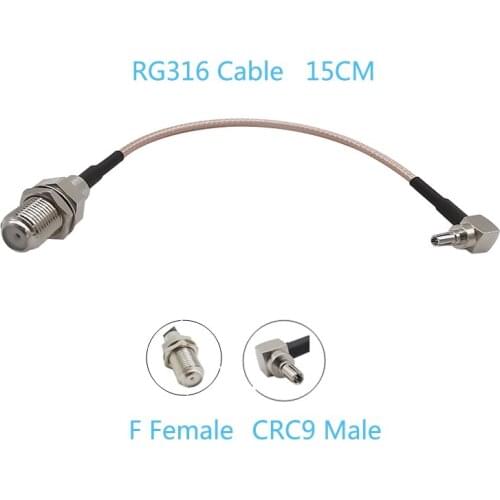 F Type Female Jack To CRC9 Male Right Angle RG316 Pigtail Cable 15cm For HUAWEI Modem RF Lighting