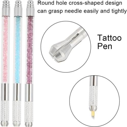 Manual Microblading Tattoo Pen Eyebrow Eyeliner Lip Eyebrow Tattoo Tebori Pen Semi Permanent Makeup with 2pcs Cartridge Needle