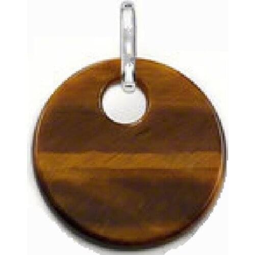 Silver Round Small Tigers Eye Disc Ornament Pendants 2018 Fashion Tigereye Chain Necklace Pendant Jewelry Bijoux Gift for Women