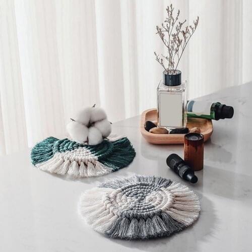 Wide Application Fashion Drinks Absorbent Woven Coasters Cotton Cup Mats Heat Insulation for Party