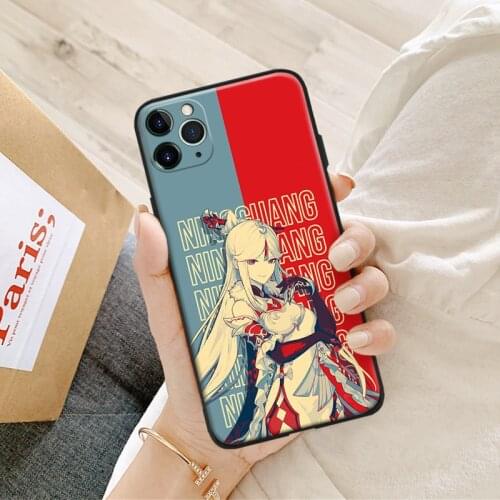 Ningguang Genshin Impact anime silicone Phone Case FOR iPhone Se 6 6s 7 8 Plus X Xr Xs 11 12 Mini Pro Max Glass Cover Shell