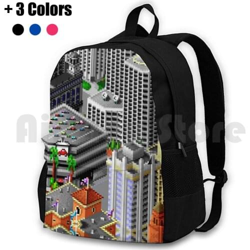 Sim City 2000 / Residential Outdoor Hiking Backpack Riding Climbing Sports Bag Sim City Commercial Diagonal Big Building