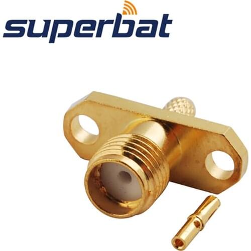 Superbat 10pcs SMA Jack 2-Hole Flange/Panel Crimp RF Coaxial Connector for RG316,RG174,LMR100,RG179,RG178