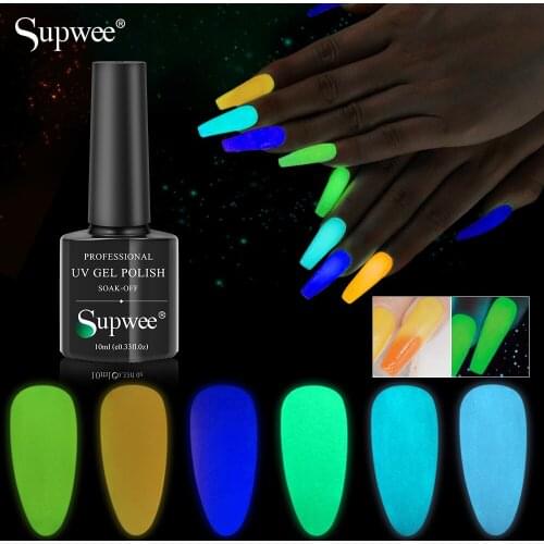 SUPWEE Luminous Nail Gel Polish Glow In The Night Nail Art Design Temperature Color Change Semi-Permanent Soak Off Gel Varnish
