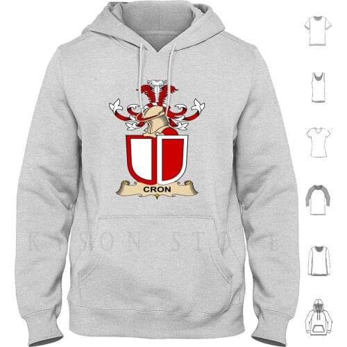 Cron Hoodies Long Sleeve Family Motto Heraldic Coat Of Arms Heraldry Crests Symbol United States Name