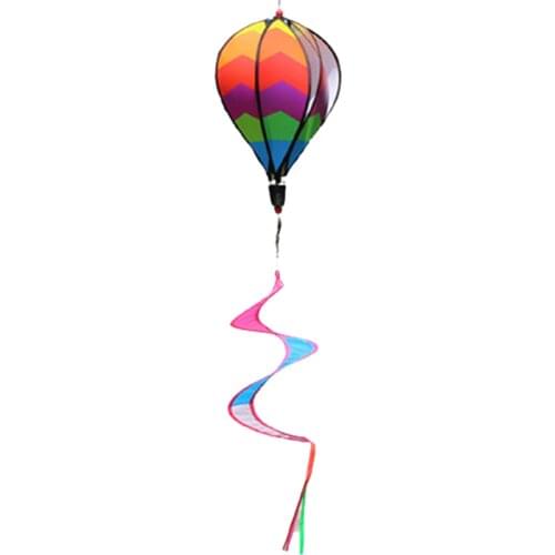 Hot Air Balloon Outdoor Decoration Rainbow Wind Turns Sequins Rotating Colorful Windmill String Garden Windmill LBShipping