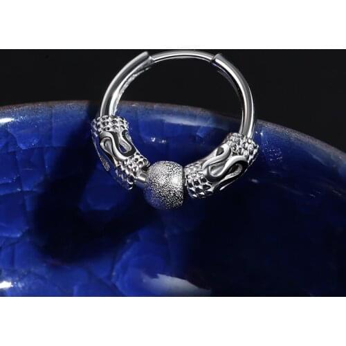 Women Mens Stainless Steel Hoop Earrings Fashion Personality Hip Hop Earrings Punk Beads Earrings Hip Hop Jewelry Accessories