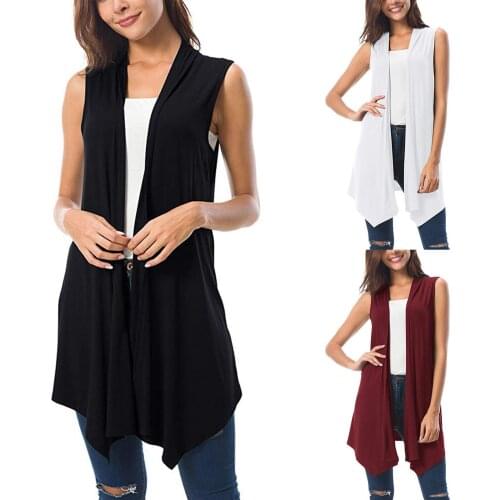 Sleeveless V-Neck Cardigan Vest Women Shirt Blouses Tops Summer Elegant Short Sleeve Female Work Shirts Asymmetric Hem Blouse